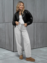 Juoda Moteriška Odinė Striukė OZONEE JS/11Z8281Z