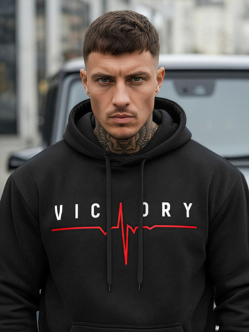 Juoda vyriškas džemperis su gobtuvu OZONEE JS/8B1757/3