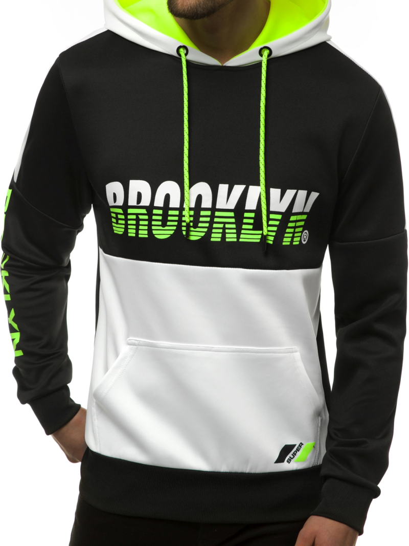 Juodai-Baltas vyriškas džemperis su gobtuvu OZONEE JS/DD20127