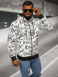 Baltas vyriškas džemperis su gobtuvu OZONEE JS/8B1175/1