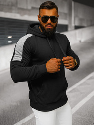 Juoda vyriškas džemperis su gobtuvu OZONEE JS/8B1311/3