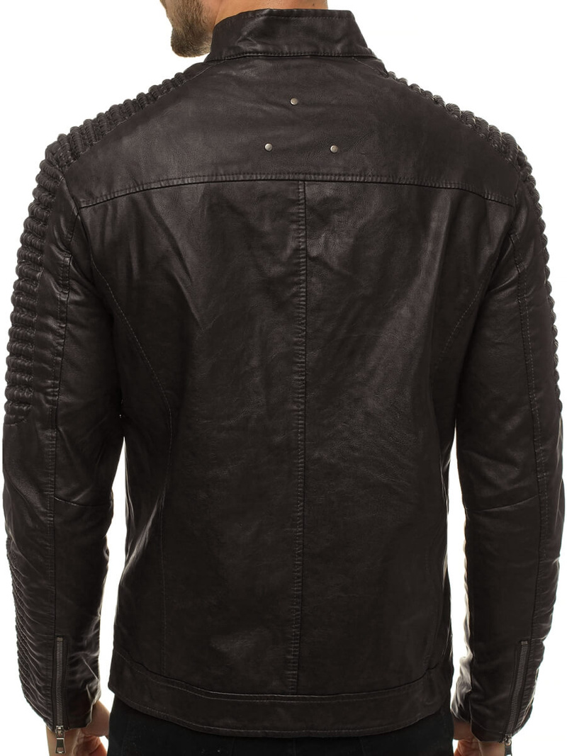 Tamsiai-ruda vyriška odinė striukė OZONEE YD/BF5920107