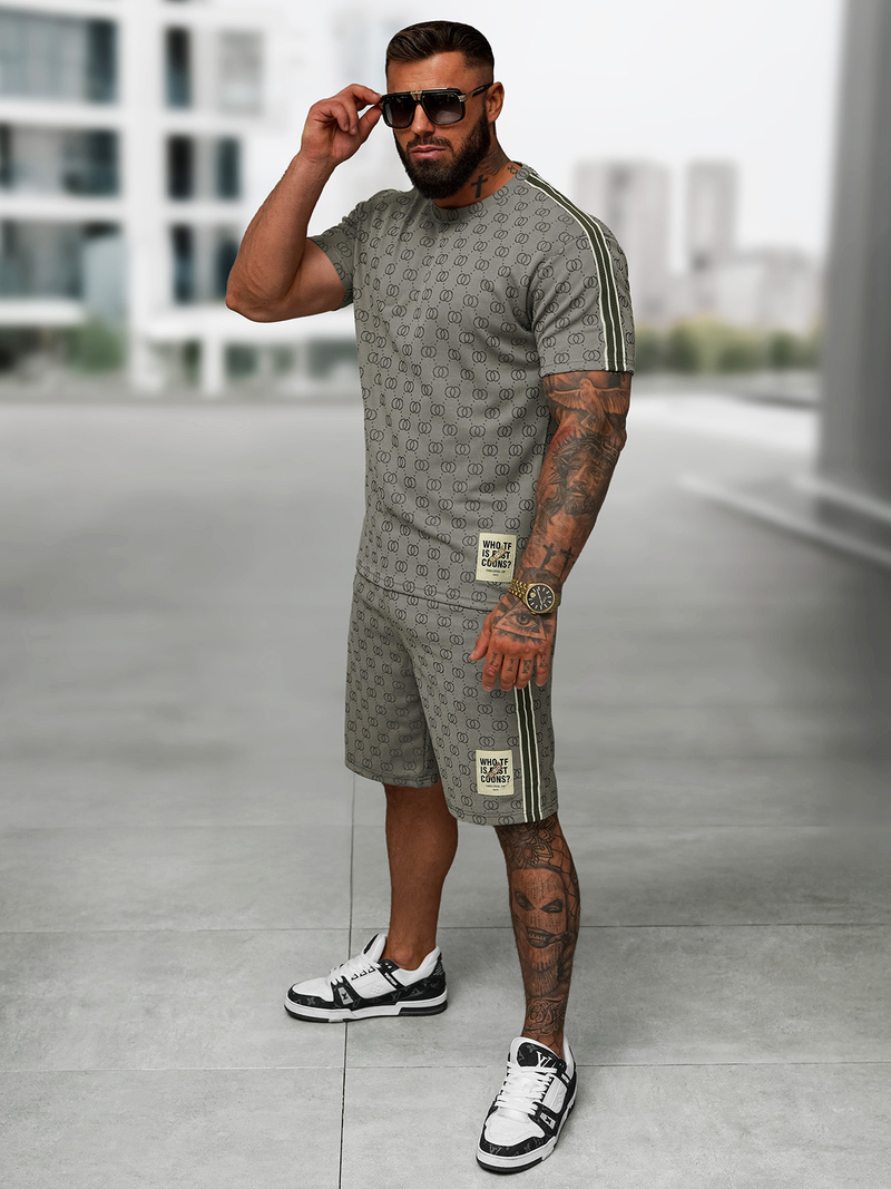 Tamsiai-pilkas vyriškas trumpas sportinio kostiumo komplektas OZONEE O/QQ1608AB