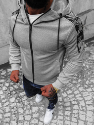 Pilkas vyriškas džemperis su gobtuvu OZONEE JS/B8120