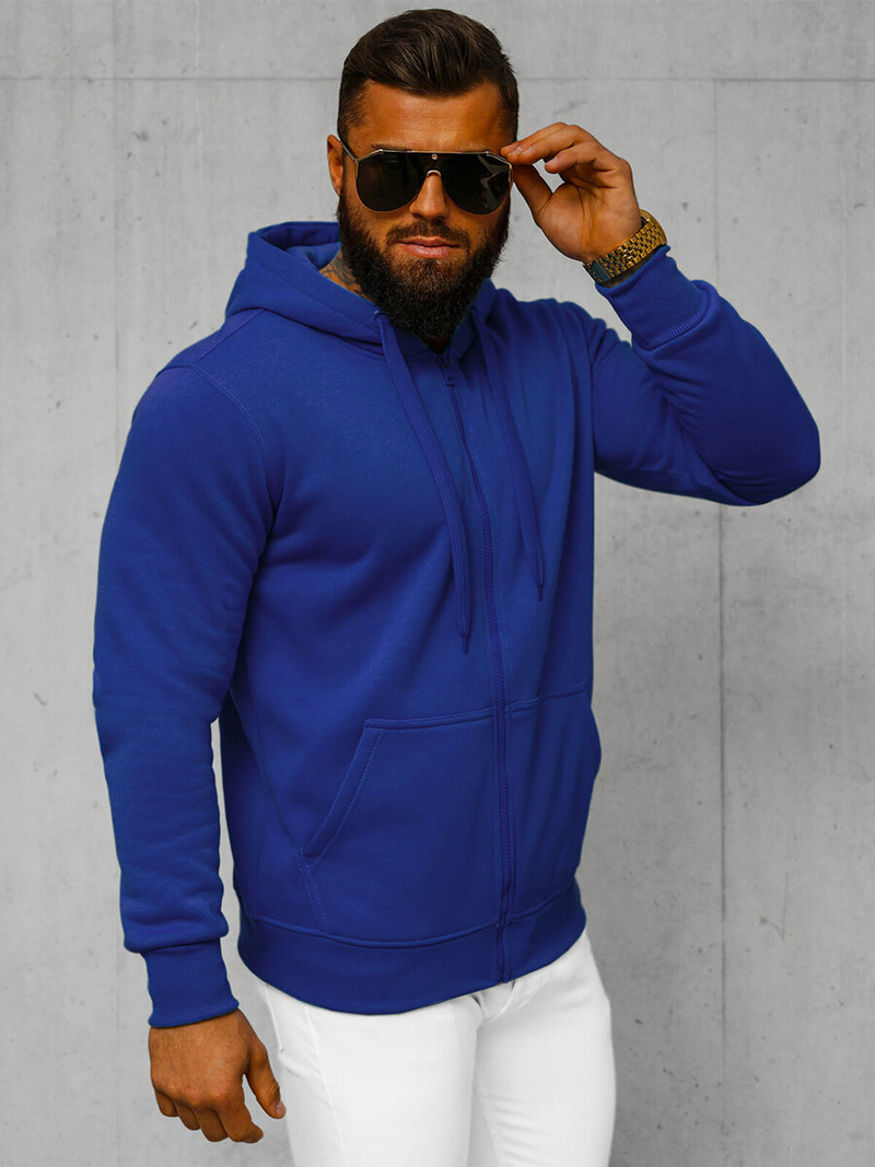 Kobaltinis džemperis su gobtuvu OZONEE JS/2008Z