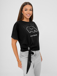 Juodi moteriški marškinėliai OZONEE JS/RJ77247