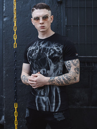 Juodi vyriški marškinėliai OZONEE MECH/2074T