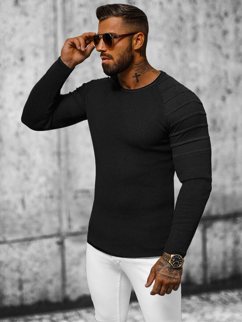 Juoda spalva vyriškas megztinis OZONEE L/2500