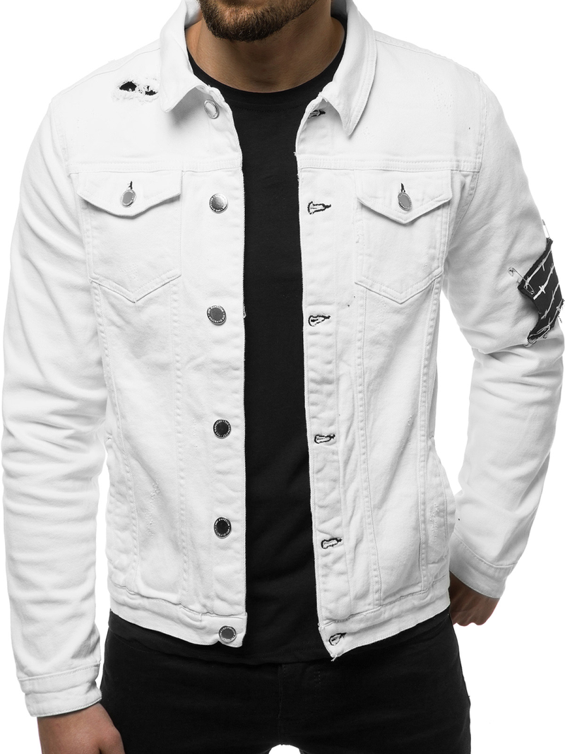 Balta vyriška džinso striukė OZONEE G/602