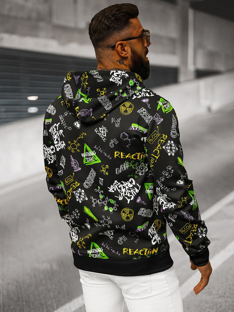 Juodas vyriškas džemperis su gobtuvu OZONEE JS/8B1186/3