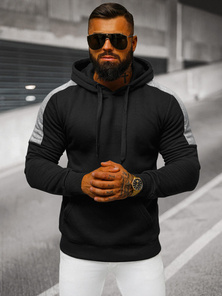 Juoda vyriškas džemperis su gobtuvu OZONEE JS/8B1311/3