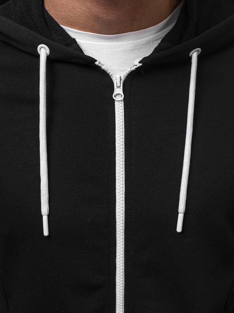 Juodas vyriškas džemperis su gobtuvu OZONEE A/1009Z