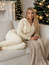 Pieno spalva moteriškas veliūrinis sportinis kostiumas OZONEE JS/8C1176/155Z