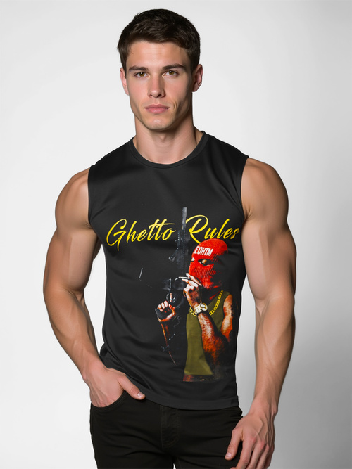 Juodi vyriški berankoviai marškinėliai OZONEE O/T107/3Z