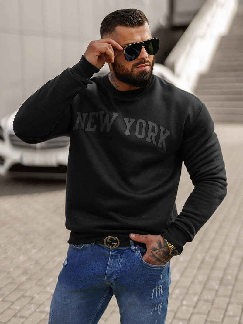 Juodas vyriškas džemperis OZONEE JS/8B1362/3