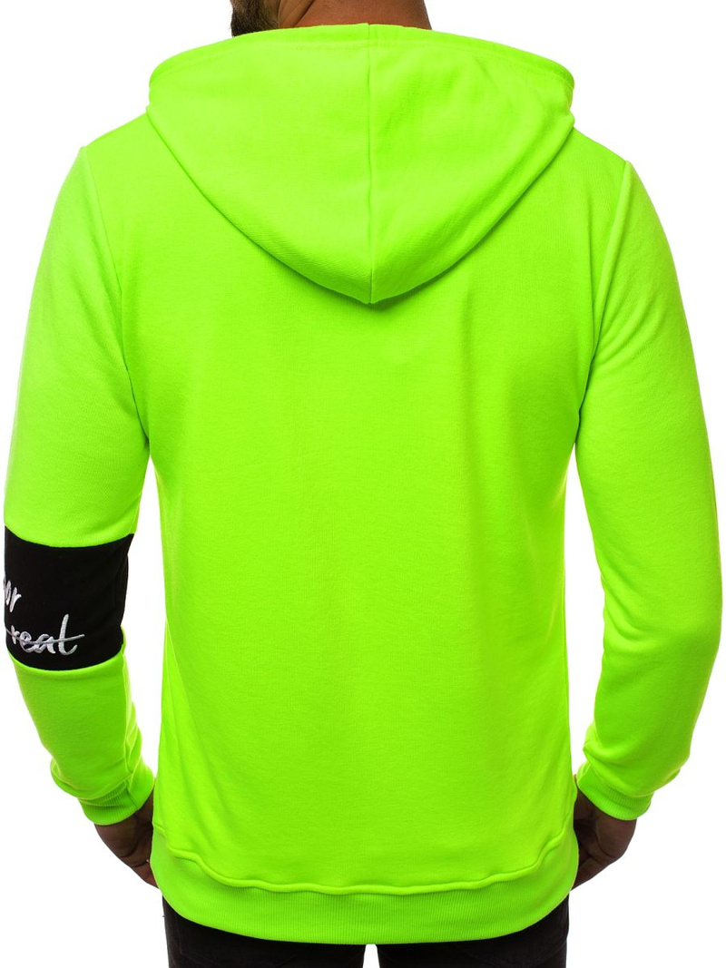 Žaliai-Neoninis vyriškas džemperis su gobtuvu OZONEE MACH/3105Z