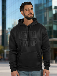 Juoda vyriškas džemperis su gobtuvu OZONEE JS/8B1983/3