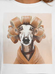 Baltai-smėlinis moteriški marškinėliai OZONEE JS/YJ77726