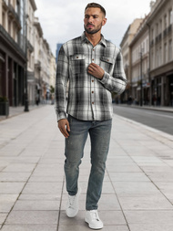 Juodai-balti vyriški marškiniai OZONEE NB/MC728N/4