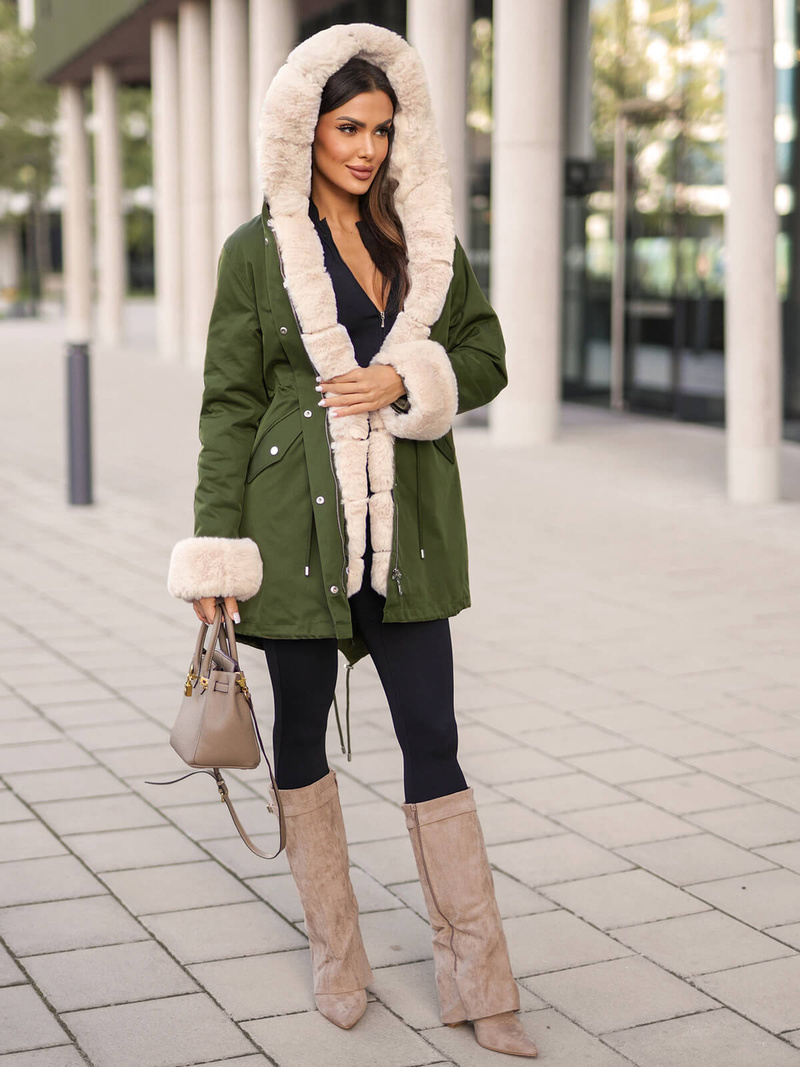 Žalia moteriška žieminė striukė OZONEE JS/M763/136Z