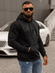 Juoda vyriškas džemperis su gobtuvu OZONEE JS/8B1356/3