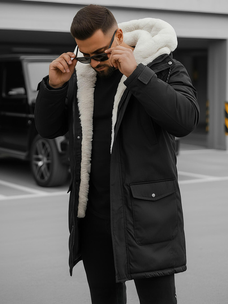 Juoda vyriška žieminė striukė OZONEE JS/5M120/392Z