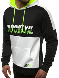 Juodai-Baltas vyriškas džemperis su gobtuvu OZONEE JS/DD20127