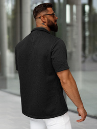 Juodas vyriški marškiniai trumpomis rankovėmis OZONEE O/B2256