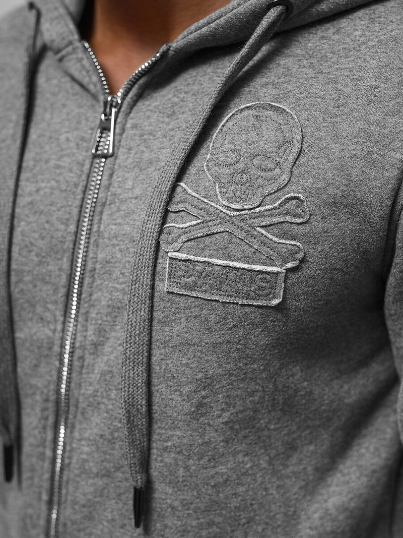 Grafitinis vyriškas džemperis su gobtuvu OZONEE NB/MF2003