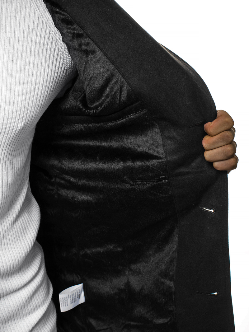 Juodas vyriškas paltas OZONEE N/5922Z