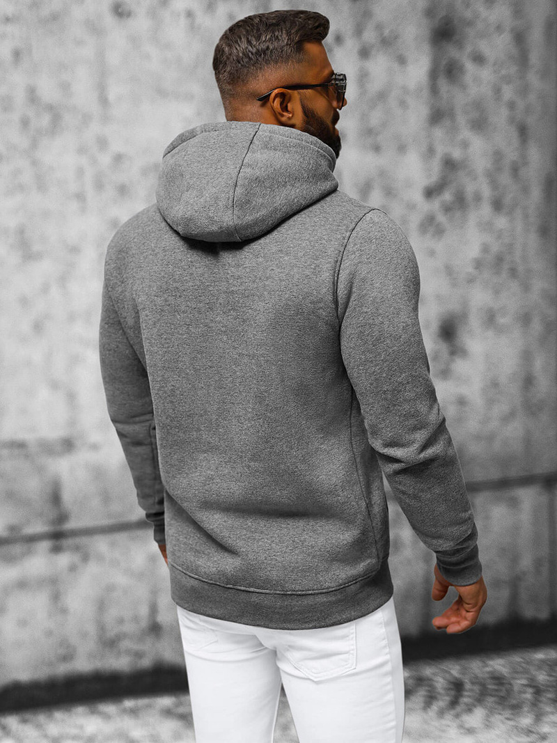 Grafitinis vyriškas džemperis su gobtuvu OZONEE NB/MF2012