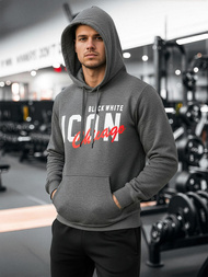 Grafitinis vyriškas džemperis su gobtuvu OZONEE JS/8B1736/5