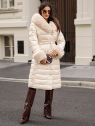 Smėlinis moteriška paltas OZONEE JS/5M3160/254/BZ