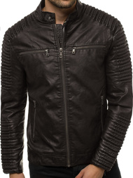 Tamsiai-ruda vyriška odinė striukė OZONEE YD/BF5920107