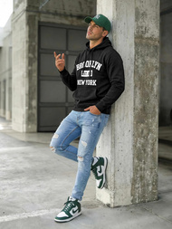 Juoda vyriškas džemperis su gobtuvu OZONEE JS/8B1767/3Z