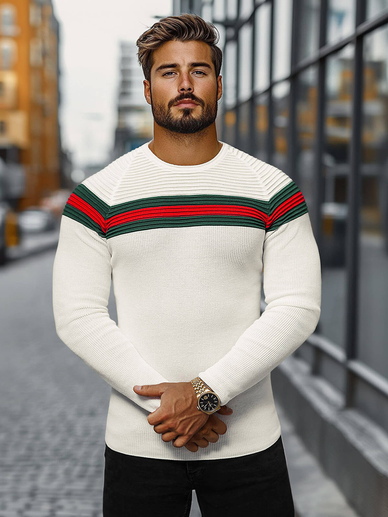 Pieno spalva vyriškas megztinis OZONEE L/2457Z