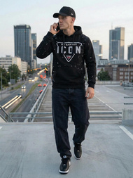 Juoda vyriškas džemperis su gobtuvu OZONEE JS/8B1737/3Z