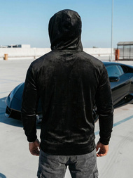 Juodas vyriškas veliūrinis džemperis su gobtuvu OZONEE JS/8B1168/3Z