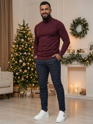 Granatinės vyriškos chino kelnės OZONEE DJ/5632Z