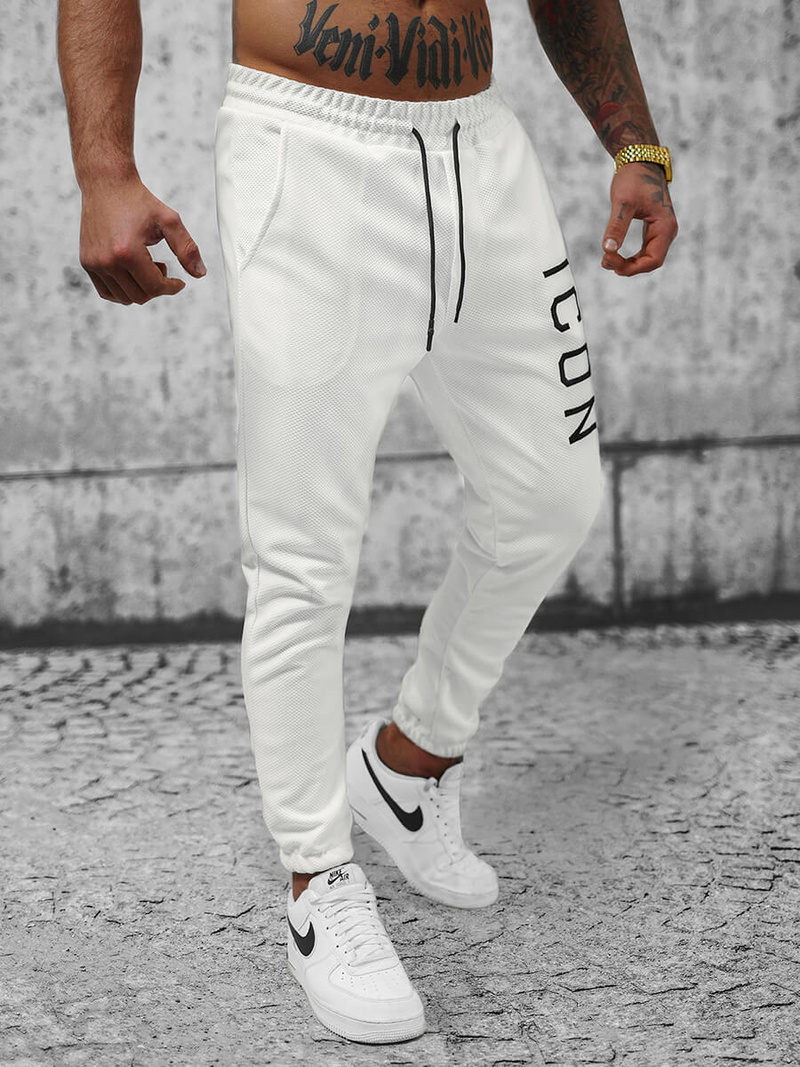 Baltos vyriškos sportinės kelnės OZONEE O/D9125