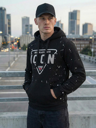 Juoda vyriškas džemperis su gobtuvu OZONEE JS/8B1737/3Z