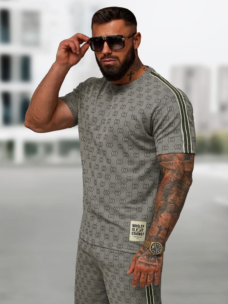 Tamsiai-pilkas vyriškas trumpas sportinio kostiumo komplektas OZONEE O/QQ1608AB