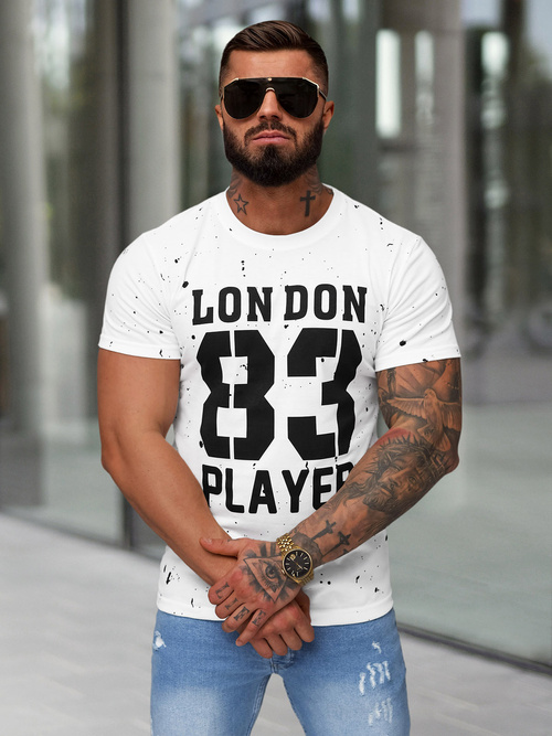 Baltas vyriški marškinėliai OZONEE JS/8B1388/1