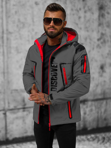 Pilkai-raudona vyriška softshelte striukė OZONEE JS/HH025/2BZ