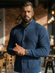 Granatinis vyriškas megztinis OZONEE NB/MM6020/6Z