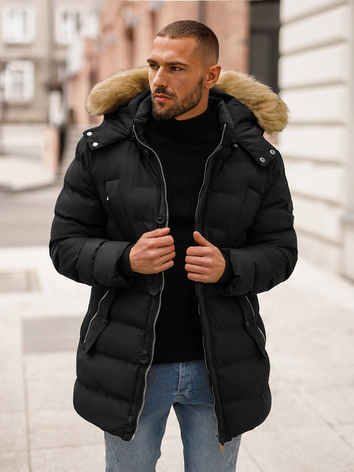 Juodi vyriška žieminė striukė OZONEE JS/5M3122/392Z