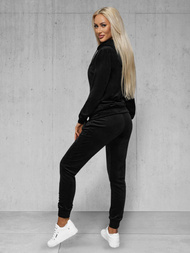 Juodas moteriškas veliūrinis sportinis kostiumas OZONEE JS/8C1176/3