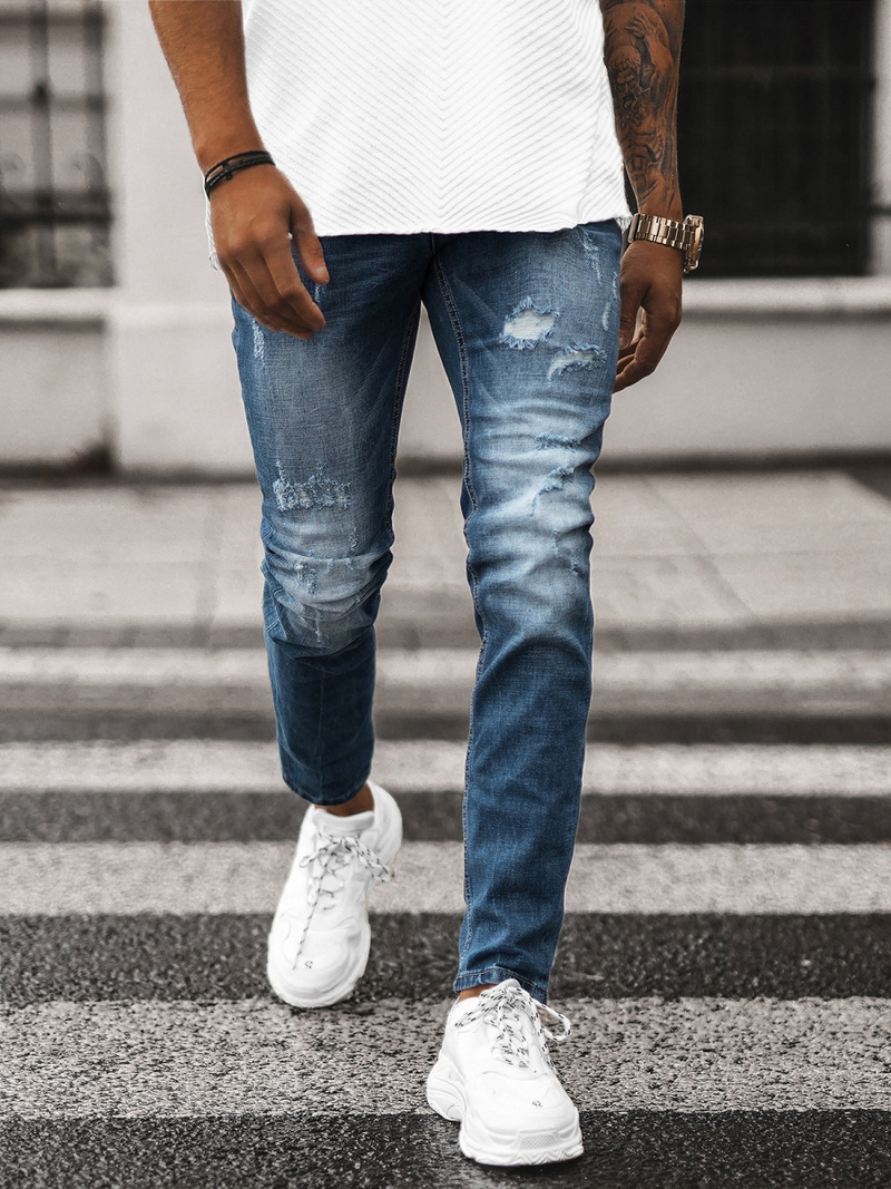 Mėlyni vyriškos stiliaus kelnės OZONEE NB/MP0005BZ