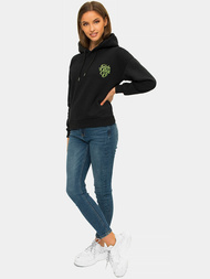 Juodas moteriškas džemperis su gobtuvu OZONEE JS/B26013