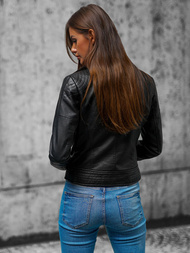 Juoda Moteriška Odinė Striukė OZONEE JS/11Z8030